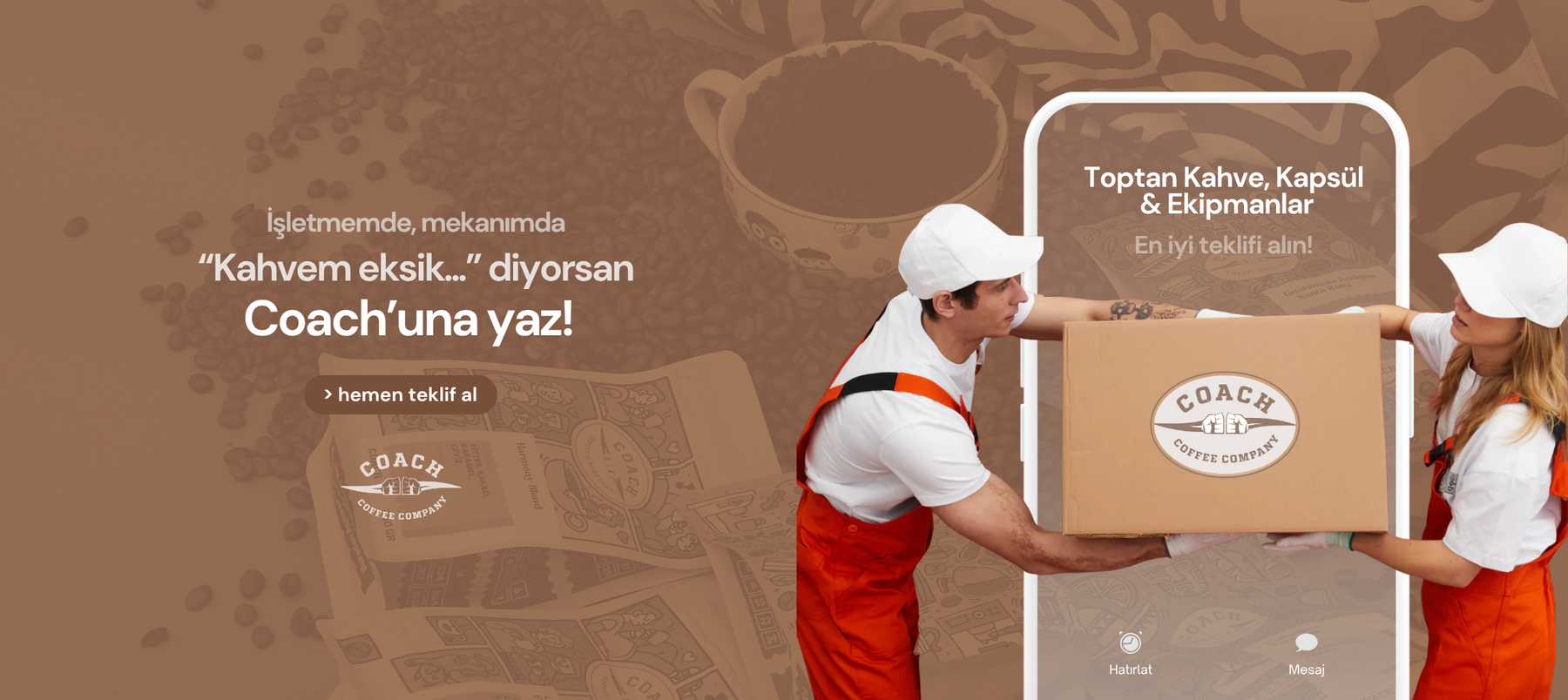 İşletmenizde Coach Coffee servis etmek için toptan kahve teklifi alın